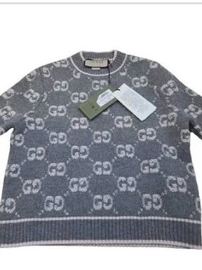 Gray GG Jacquard Crewneck Sweater